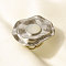 Geometric 304 Stainless Steel with Natural Shell Cuff Open Rings, Stainless Steel Color, 32mm, Inner Diameter: 17mm