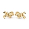 Brass Stud Earring Findings, Bowknot, Real 14K Gold Plated, 11.5x16.5mm, Hole: 1.2mm, Pin: 11x1mm