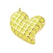 304 Stainless Steel Pendants, with Enamel, Checkerboard Heart Charm, Golden, Champagne Yellow, 25x24x4mm, Hole: 2mm