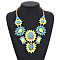Alloy Glass Flower Statement Bib Necklaces for Women, Light Gold, Sky Blue, 19.69 inch(50cm)