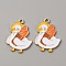 Alloy Enamel Pendants, Duck Charm, Light Gold, Dark Orange, 29x21x1.5mm, Hole: 1.8mm
