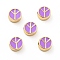 Flat Round with Peace Sign Brass Enamel Beads, Real 18K Gold Plated, Cadmium Free & Nickel Free & Lead Free, Medium Orchid, 10x4.5mm, Hole: 1.8mm