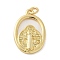 Brass Pendants, Oval with King, with Shell, Lead Free & Cadmium Free, Long-Lasting Plated, Real 18K Gold Plated, 19.5x13x3mm