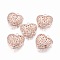 Alloy Pendants, Hollow, Heart, Rose Gold, 36x35x12mm, Hole: 3.5mm