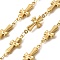 304 Stainless Steel Cross Link Chains, Unwelded, with Spool, Real 18K Gold Plated, 20.5x8.5x3.5mm, 5m/roll