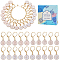 20Pcs 2 Colors Flat Round with Number Alloy Enamel Locking Pendant Stitch Markers, Brass Crochet Leverback Hoop Charm, Mixed Color, 30mm, 10pcs/color