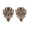 Iron Filigree Joiners Links, Etched Metal Embellishments, Leaf, Antique Bronze, 47.5x35x0.5mm