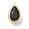 Teardrop Brass Micro Pave Cubic Zirconia Cabochons, Rack Plating, Long-Lasting Plated, Lead Free & Cadmium Free, Real 18K Gold Plated, Black, 7.5x5x3mm