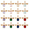 16Pcs 8 Colors Glass Pendants, with Micro Pave Cubic Zirconia and Brass Open Back Settings, Faceted, Light Gold, Bee, Mixed Color, 17x23x6mm, Hole: 2mm, 2pcs/colors