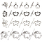 32Sets 4 Style Tibetan Style Alloy Toggle Clasps, Cadmium Free & Lead Free, Mixed Shapes, Antique Silver, 16.5~24x14~27mm, 8sets/style