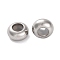 202 Stainless Steel Beads, with Rubber Inside, Slider Beads, Rondelle, Stainless Steel Color, 6x3mm, Hole: 1.2mm