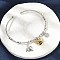 Brass Micro Pave Clear Cubic Zirconia Charm Bangles for Women, Banana & Bee & Apple, with Enamel, Lead Free & Cadmium Free, Long-Lasting Plated, Platinum, Inner Diameter: 2x2-1/8 inch(5x5.4cm)