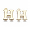 Brass Charms, Nickel Free, Letter, Real 18K Gold Plated, Letter.H, H: 13.5x11.5x1mm, Hole: 1.2mm