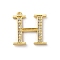 Rack Plating Brass Micro Pave Cubic Zirconia Pendant, Greek Alphabet, Real 18K Gold Plated, Letter H, 16x15.5x1.5mm, Hole: 1.2mm