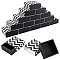 Square Folding Cardboard Small Cake Drawer Box, Mooncake Wrapping Box, Black & White, Wave Pattern, Finish Product: 9x9x4cm(without Ribbon)