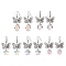 Filigree 3D Butterfly Platinum Brass Dangle Earrings, Glass Drop Earrings, Mixed Shapes, 43~50x23mm