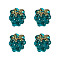 4Pcs Handmade Lampwork Beads, Raspberry, Teal, 12.5x10~12mm, Hole: 1.6mm