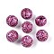 Bohemian Style Printed Schima Wood Beads, Round, Old Rose, 14.2~15x16~16.5mm, Hole: 3.7~4.3mm