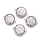 Brass Micro Pave Cubic Zirconia Links connectors, with Shell, Flat Round with Virgin Mary, Colorful, Platinum, 15x20x3mm, Hole: 1.2mm