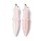 Natural Rose Quartz Pendants, with Brass Finding, Cone, 68.5~70.5x13.5~14.2mm, Hole: 6.5x4.5mm