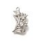 Alloy Pendants, Platinum Charms, Flower, 24x15x6mm, Hole: 1.6mm,