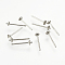 Rhodium Plated 925 Sterling Silver Stud Earring Findings, Earring Posts, Platinum, 13x0.9~3mm