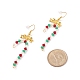 3 Pairs 3 Style Glass Christmas Candy Cane with Alloy Bowknot Dangle Earrings EJEW-JE04971-6