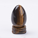 天然タイガーアイディスプレイ装飾  ベース付き  卵形の石  56mm  卵：47x30mm DJEW-G018-02-1