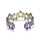Rainbow Color Ion Plating(IP) 304 Stainless Steel Star Wrap Open Cuff Ring for Women RJEW-A005-36MC-3