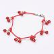 Dyed Natural Carnelian/Red Agate Anklets AJEW-AN00213-02-1