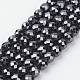 Chapelets de perles en hématite synthétique sans magnétiques, facette, ronde, noir, environ 4 mm de diamètre, Trou: 1 mm, 103 pcs / chapelet, 16 pouce