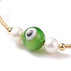 Gemstone & Evil Eye Lampwork & Natural Pearl Beaded Bangle BJEW-JB08463-5