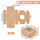 正方形の折り畳み式の創造的なクラフト紙箱  目に見えるPVC窓付きのギフトボックス  淡い茶色  5.5x5.5x2.5cm CON-WH0089-20A-2