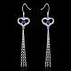 Heart Brass Cubic Zirconia Stud Earrings EJEW-BB10074-02-2