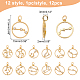 SUPERFINDINGS 12 Style Brass Cubic Zirconia Twelve Constellation Pendant Flat Round with Zodiac Sign Jewelry Charms 17.5x15mm Real 18K Gold Plated Hollow Pendants for DIY Necklaces Making KK-FH0004-43-2