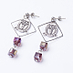 Electroplate Glass Dangle Stud Earrings EJEW-JE02594-2