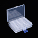 ポリプロピレン（pp）ビーズオーガナイザー収納ケース  スナップ式のふた付きの24個のポリスチレン取り外し可能な個別ボックス  透明  2.7x1.35x2.8cm  24個の個別の箱/梱包箱 CON-S043-015-2