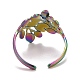 Placcatura ionica color arcobaleno (ip) 304 anello polsino aperto avvolgente in foglia di acciaio inossidabile per le donne RJEW-A005-12-3