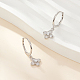 Boucles d'oreilles créoles pendantes en argent sterling plaqué rhodium avec micro pavé de zircones cubiques BG2685-2-2