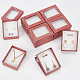Heart Print Rectangle Paper Storage Gift Boxes with Clear Window CON-WH0095-36B-4