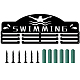 ファッション鉄メダルハンガーホルダーディスプレイウォールラック  ネジと単語の水泳で  電気泳動黒  150x400mm ODIS-WH0021-059-1