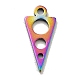イオンメッキ201ステンレス鋼ペンダント  丸みを帯びた三角形  虹色  13x6x1mm  穴：1.2mm STAS-A066-17M-3