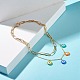 Love Flat Round Charm Layered Necklace for Teen Girl Women NJEW-TA00011-2