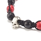 Bracelet de perles tressées rondes en turquoise synthétique (teintes) avec crâne en alliage BJEW-JB07863-02-3