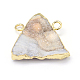 Natural Druzy Agate Triangle Plated Pendants G-P089-67-3