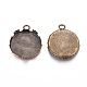 Antique Bronze Brass Flat Round Pendant Cabochon Settings X-KK-I557-AB-NF-2