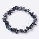 Flocon de neige naturelle bracelets extensibles obsidienne BJEW-JB03681-10-1