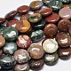 Flat Round Natural Indian Agate Bead Strands G-M257-14mm-03-1