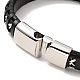 Black Leather & 304 Stainless Steel Rope Braided Cord Bracelet Magnetic Clasp for Men Women BJEW-C021-12-5