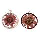 Transparent Clear Epoxy Resin & Dried Flower Pendants RESI-S383-076A-A01-2